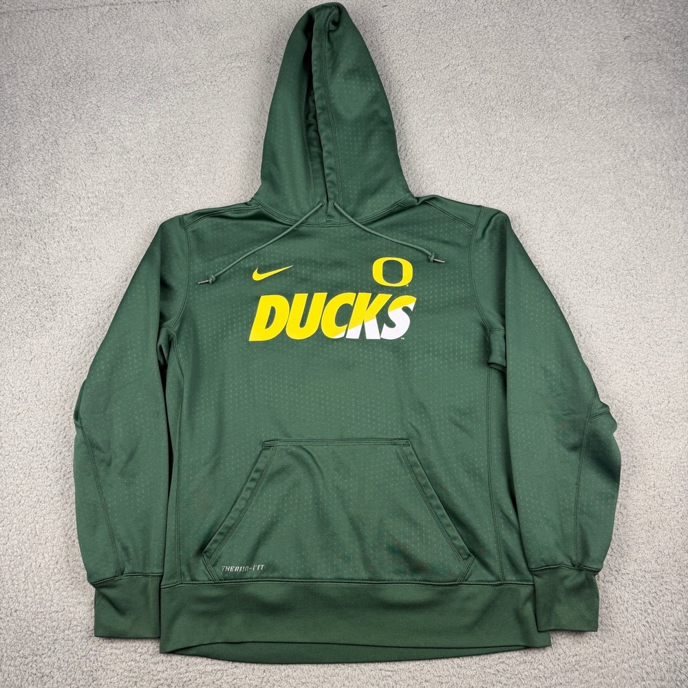 Nike Oregon Ducks Hoodie Mens Large Green Therma-FIT Pullover Sweatshirt